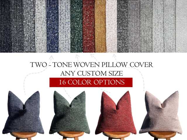 Custom Two-Tone Woven Pillow Cover 16 Color Options - All Duties Paid Usa - image 1