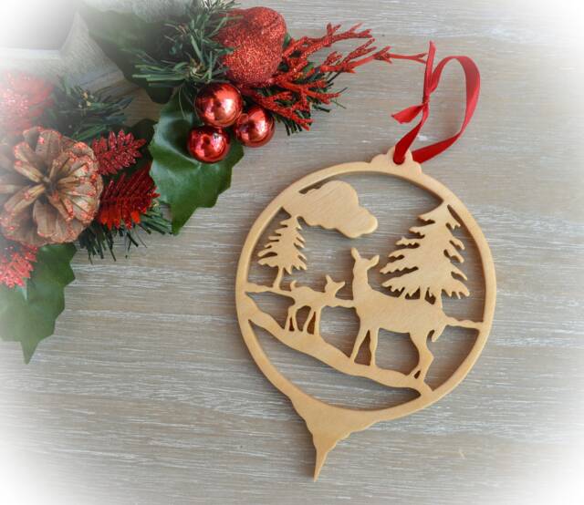 Wooden Deer Christmas Tree Decoration - image 1