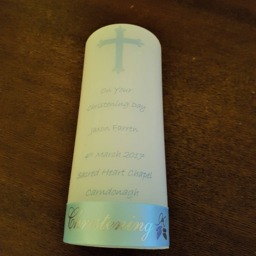 Personalised Christening Candle For Baby Boy Or Girl. Candles By Lisa Are All Irish Handmade Using Natural Soy Wax - thumbnail 2