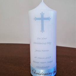Personalised Christening Candle For Baby Boy Or Girl. Candles By Lisa Are All Irish Handmade Using Natural Soy Wax - thumbnail 3