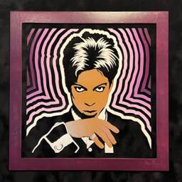 Prince Wood Cut Portrait Scroll Saw Art, Matted & Framed - thumbnail 3
