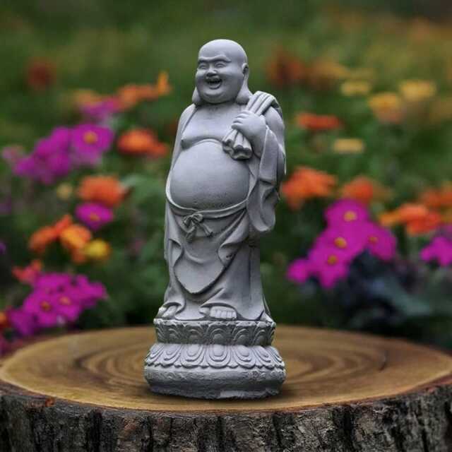 Happy Buddha Statue Concrete Sculpture Cement Figure Outdoor Ornament Front Door Decoration Lover Gift Yard Art - image 1