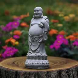 Happy Buddha Statue Concrete Sculpture Cement Figure Outdoor Ornament Front Door Decoration Lover Gift Yard Art - thumbnail 1