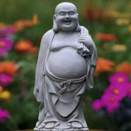 Happy Buddha Statue Concrete Sculpture Cement Figure Outdoor Ornament Front Door Decoration Lover Gift Yard Art - thumbnail 2