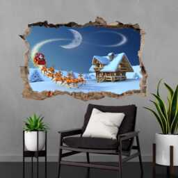 Christmas Wall Decal Sticker - Santa Claus Reindeer Mural Poster Print Art Snow Winter For Home Decor - Dh104 - thumbnail 2