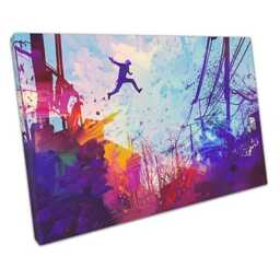 Dynamic Jumping Man Canvas Print Ready-To-Hang Wall Art For Home & Office Decor - thumbnail 1
