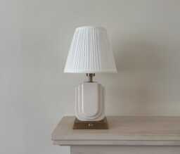 Handmade Rechargeable Ceramic & Gold Table Lamp - Cordless Bedside With Pleated Shade Gift For Home - thumbnail 1