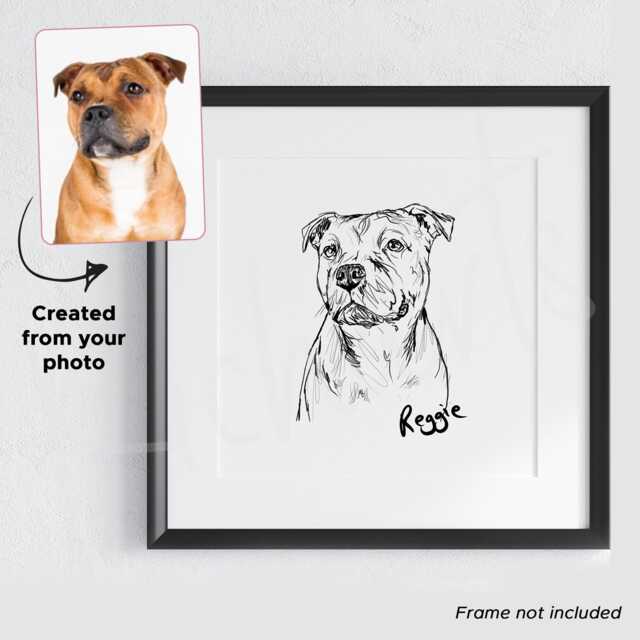 Personalised Pet Portrait Sketch Custom Dog Or Cat Art - Digital Print - image 1
