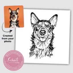 Personalised Pet Portrait Sketch Custom Dog Or Cat Art - Digital Print - thumbnail 2
