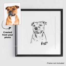 Personalised Pet Portrait Sketch Custom Dog Or Cat Art - Digital Print - thumbnail 1