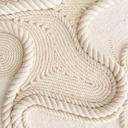 Fiber Art Wall Hanging, Handmade, Natural Cotton Rope - thumbnail 2