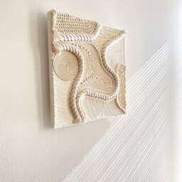 Fiber Art Wall Hanging, Handmade, Natural Cotton Rope - thumbnail 3