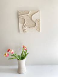 Fiber Art Wall Hanging, Handmade, Natural Cotton Rope - thumbnail 1