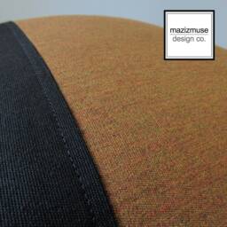 Teak Sunbrella?? Outdoor Pillow Cover With Black Color Block, Cognac Brown Cushion For Modern Patio Chairs & Pool Loungers, Mazizmuse - thumbnail 2