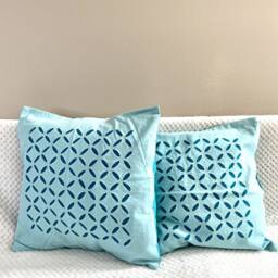 Cushion/Throw Pillow Covers Applique. 16 X Inches.teal, Pillow Case - thumbnail 2
