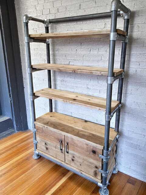 Industrial Shelving Unit, Cupboard - Office Storage Unit Reclaimed Real Wood Scaffold Boards - The Minsk - image 1