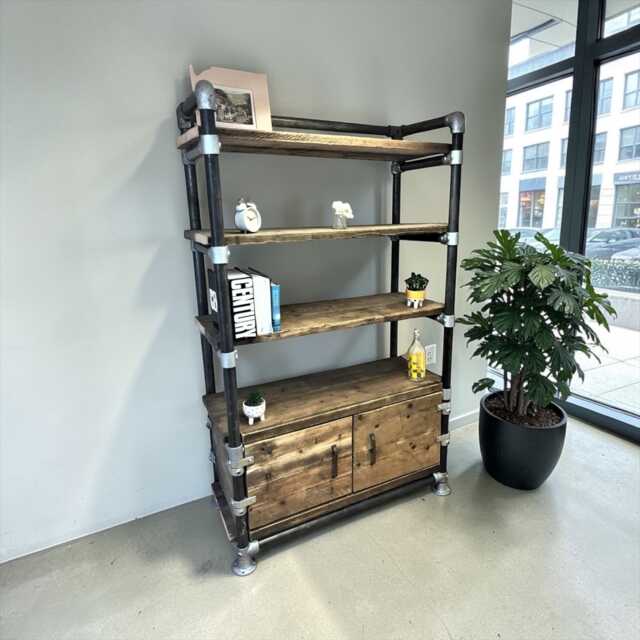 Industrial Shelving Unit, Cupboard - Office Storage Unit Reclaimed Real Wood Scaffold Boards - The Minsk - image 1