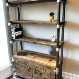 Industrial Shelving Unit, Cupboard - Office Storage Unit Reclaimed Real Wood Scaffold Boards - The Minsk - thumbnail 2
