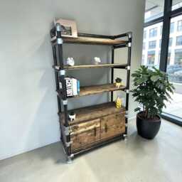 Industrial Shelving Unit, Cupboard - Office Storage Unit Reclaimed Real Wood Scaffold Boards - The Minsk