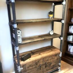 Industrial Shelving Unit, Cupboard - Office Storage Unit Reclaimed Real Wood Scaffold Boards - The Minsk - thumbnail 3