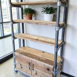 Industrial Shelving Unit, Cupboard - Office Storage Unit Reclaimed Real Wood Scaffold Boards - The Minsk - thumbnail 4