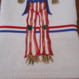 Appliqued Uncle Sam Scarecrow Hand Towel Patriotic 4Th Of July Decor - thumbnail 3
