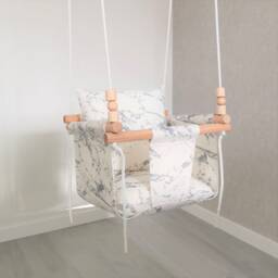 Toddler Swing Seat Indoor Cotton Canvas With Wooden Beads - thumbnail 1