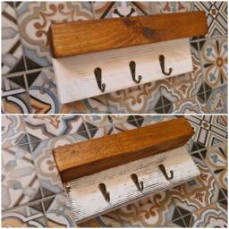 Rustic White Wall Key Holder With Shelf, Wash Distressed, Hallway Organiser, Key Hooks, Tidy, Rack, Entryway, Keyholder, Gift