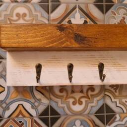 Rustic White Wall Key Holder With Shelf, Wash Distressed, Hallway Organiser, Key Hooks, Tidy, Rack, Entryway, Keyholder, Gift - thumbnail 3