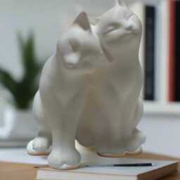 Twin Whiskers Statue -3D Printed Cat Sculpture, Elegant Home D??cor, Modern Feline Art - thumbnail 3