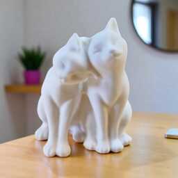 Twin Whiskers Statue -3D Printed Cat Sculpture, Elegant Home D??cor, Modern Feline Art - thumbnail 1