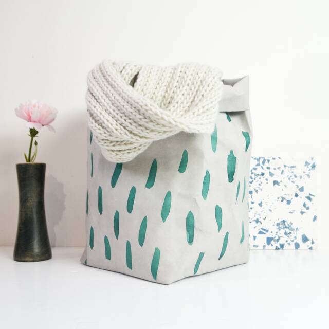 Hand Painted Brush Stroke Paper Planter, Washable Bag, Nordic Style Eco Storage, Modern Storage Bathroom Organizer - image 1