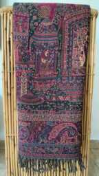 Luxury Boiled Pure Merino Wool Reversible Sofa Or Bed Throws For Ultimate Comfort & Style - Classic Indian Bold Paisley in Multi Colour - thumbnail 1