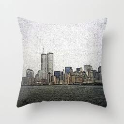 World Trade Center 1998, Abstract Pillow Or Cover Home Decoration, Grey, Dark, Modern, Manhattan Skyline, New York City - thumbnail 1