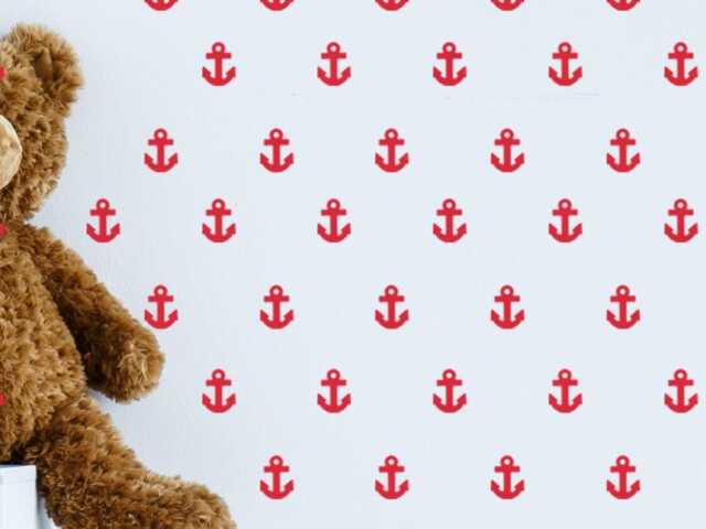 Anchor Sailor Boat Red Wall Decals Decor Stickers Nursery Baby Boy Modern & Scandinavian - Sets Of 25 - image 1