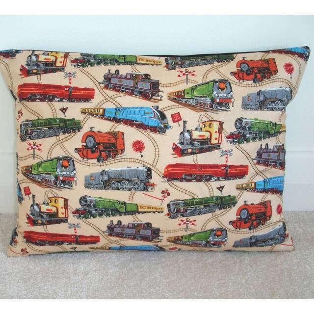 "Trains 10x16 Tempur Travel Pillow Cover Small Train Cushion Case 40x26cm Bolster Oblong Sham Pillowcase 16""x10"