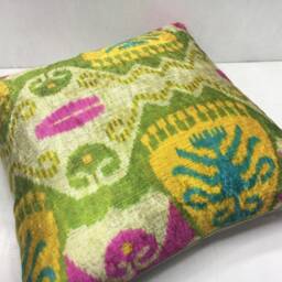 Handwoven Silk Ikat Pillow Cover, Decorative Accent - 20x20 - thumbnail 4