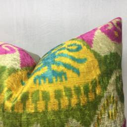 Handwoven Silk Ikat Pillow Cover, Decorative Accent - 20x20 - thumbnail 2