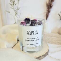 Anxiety Relaxation Destress Chakra Candle Quartz Wicca Magik Amethyst Crystal - thumbnail 2