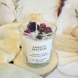 Anxiety Relaxation Destress Chakra Candle Quartz Wicca Magik Amethyst Crystal - thumbnail 4