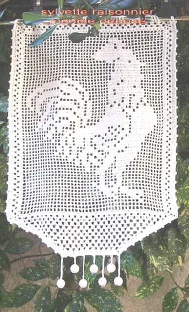 Brisebise Curtain, Hand-Crocheted French Craftsmanship, Created By Sylvette Raisonnier, Claudius The Rooster - image 1