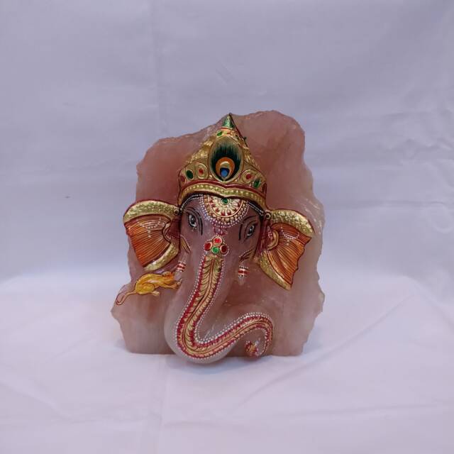Rose Quartz Ganesha Figurine, Hindu Indian God Statue, Healing Crystal Decor, Spiritual Gift - image 1