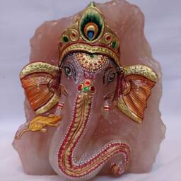 Rose Quartz Ganesha Figurine, Hindu Indian God Statue, Healing Crystal Decor, Spiritual Gift - thumbnail 2