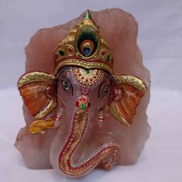 Rose Quartz Ganesha Figurine, Hindu Indian God Statue, Healing Crystal Decor, Spiritual Gift - thumbnail 4