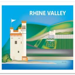 Rhine Valley Skyline Print, Cologne Germany Poster, Baby Art, River Style E8-O-Rhi - thumbnail 3