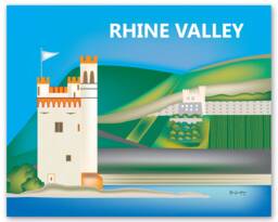 Rhine Valley Skyline Print, Cologne Germany Poster, Baby Art, River Style E8-O-Rhi - thumbnail 1