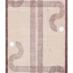Handmade Block Print Cotton Rug Purple Beige Bohemian Dhurrie - thumbnail 3