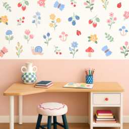 Flower Wall Decals - Reusable & Removable Stickers, Girl Nursery Decor, Kids Room Butterfly Decals, Mushroom Art