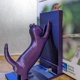 3D Printed Cat Bookends With Mouse Detail - Eco Friendly Pla, Cute Animal Decor, Gift For Book Lovers, Dvd Cd Game Shelf Organizer - thumbnail 2