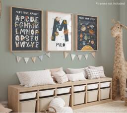 Personalised Space Alphabet, Set Of 3 Solar System Prints, Astronaut Name Print, Scandi Nursery - thumbnail 1